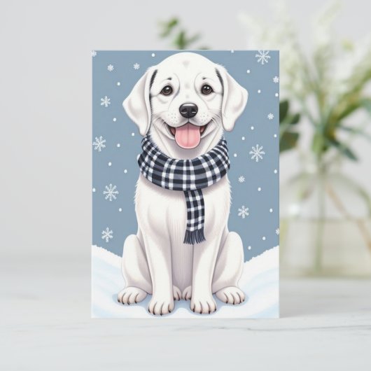 Schattige Happy White Dog Flat Dank u kaart (Staand voorkant)