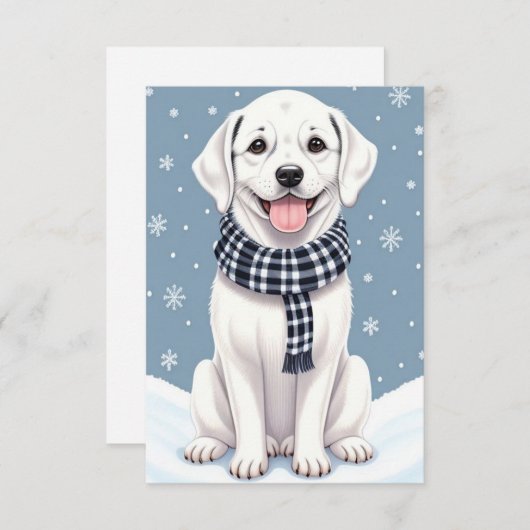 Schattige Happy White Dog Flat Dank u kaart (Voorkant / Achterkant)