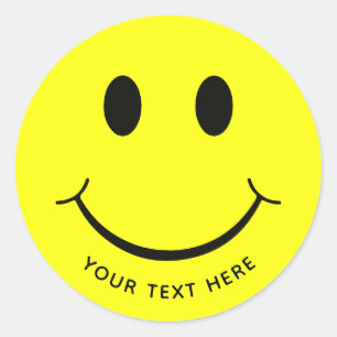 Schattige Happy Yellow Face Tekst toevoegen Onde Ronde Sticker
