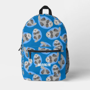 Schattige Happy zee otter blauw cartoon patroon Bedrukte Rugzak