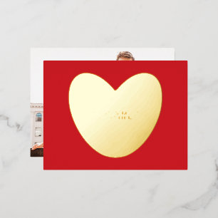 Schattige hart aangepaste tekst foto Valentijnsdag Folie Feestdagen Briefkaart