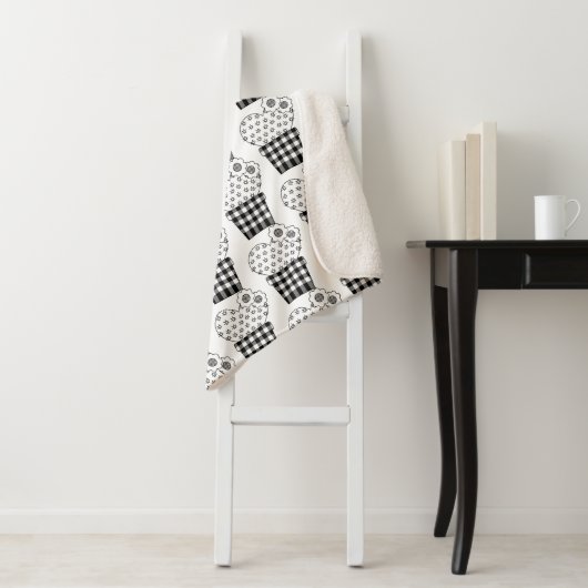 Schattige Hart Cactus Plaid Plant Pot Pattern Sherpa Deken (In situ)