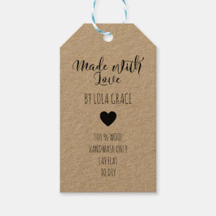 Schattige Hart Gemaakt met Liefde Kraft Papier Cadeaulabel