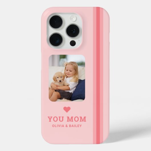 Schattige hart hou van je mam roze strepen Case-Mate iPhone case (Achterkant)