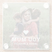 Schattige HART HOUDT VAN JE MAM Moederdag Foto Glazen Onderzetter (Achterkant)