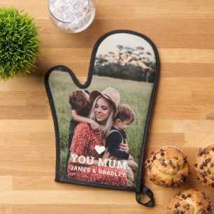Schattige HART HOUDT VAN JE Mama Foto Moederdag Ovenwant