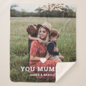 Schattige HART HOUDT VAN JE MUMMY Moederdag Foto Sherpa Deken (Voorkant)