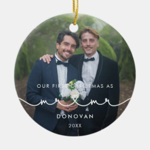 Schattige Hart Lettertype Eerste Kerstdag als Mr & Keramisch Ornament