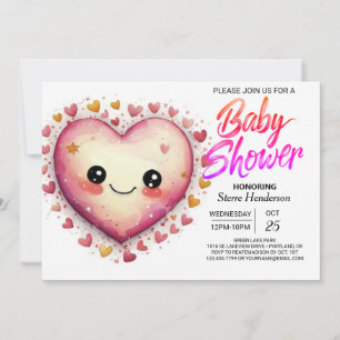 Schattige Hart Modern Pink Hearts Baby shower Kaart