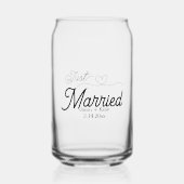 Schattige Hart Net Getrouwd Kalligrafie Trouwdag Blikvorm Glas (Voorkant)