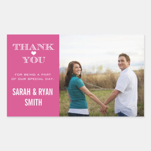 Schattige hart roze bruiloft dank u Stickers (Voorkant)