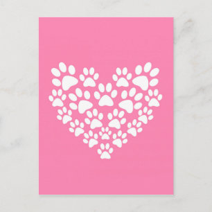 Schattige Hart Roze Poot Print Briefkaart