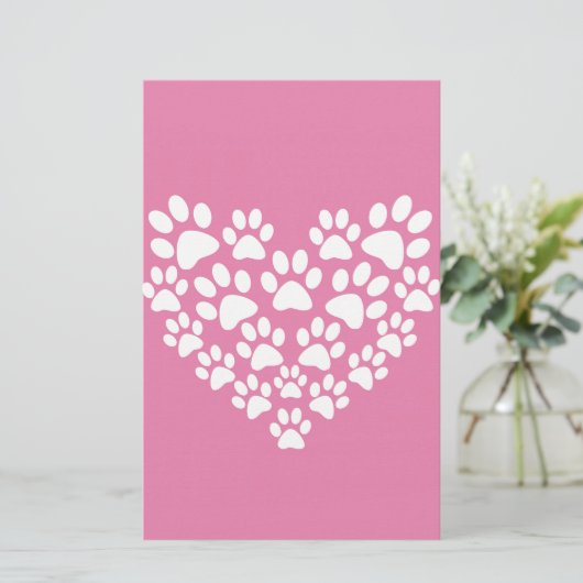 Schattige Hart Roze Poot Print Briefpapier (Staand voorkant)