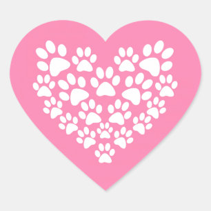 Schattige Hart Roze Poot Print Hart Sticker