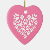 Schattige Hart Roze Poot Print Keramisch Ornament (Rechts)