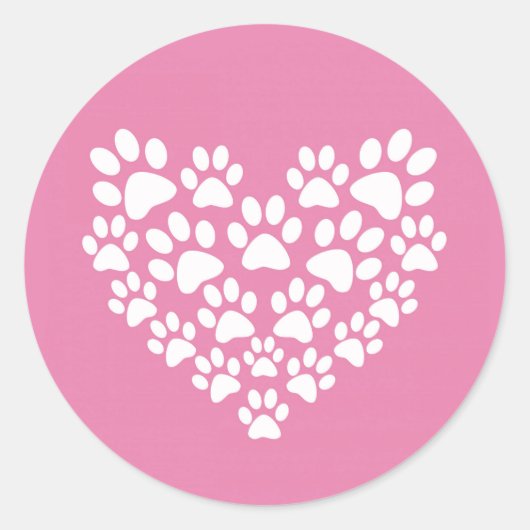 Schattige Hart Roze Poot Print Ronde Sticker (Voorkant)