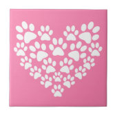 Schattige Hart Roze Poot Print Tegeltje (Voorkant)
