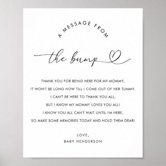 Schattige Hart Script Bericht van de Bump 8x10 Sig Poster (Voorkant)