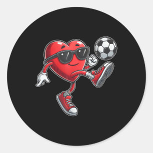 Schattige Hart Spelen Voetbal Valentijnsdag Voetba Ronde Sticker