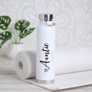 Schattige hart tante gepersonaliseerd zwart wit waterfles