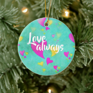 Schattige hartpatroon liefde altijd Valentijn Keramisch Ornament