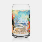 Schattige Hawaii strand Retro lady strand huis Blikvorm Glas (Links)