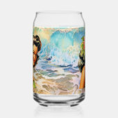 Schattige Hawaii strand Retro lady strand huis Blikvorm Glas (Links)