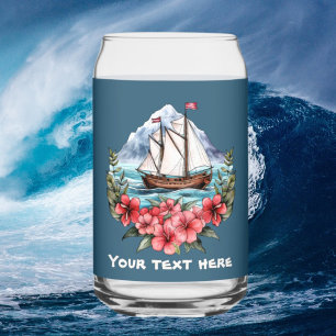 Schattige Hawaiian Sailboat voeg tekst strand toe Blikvorm Glas
