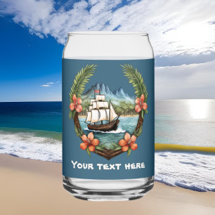 Schattige Hawaiian Sailboat voeg tekst strand toe Blikvorm Glas