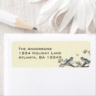 Schattige Heart Lucky Bluebird Retouradreslabel Etiket