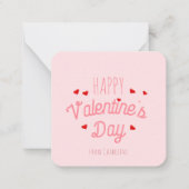 Schattige Hearts Happy Valentijnsdag Roze Notitiekaartje (Voorkant)