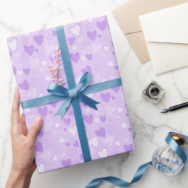 Schattige Hearts Lavendel Wrapping Paper Cadeaupapier