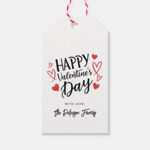 Schattige Hearts Typografie Happy Valentine's Day Cadeaulabel