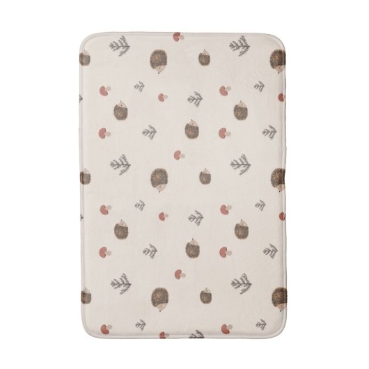 Schattige Hedgehog en Mushrooms Forest Pattern Badmat (Voorkant Verticaal)