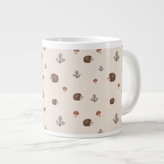 Schattige Hedgehog en Mushrooms Forest Pattern Extra Grote Beker (Voorkant rechts)