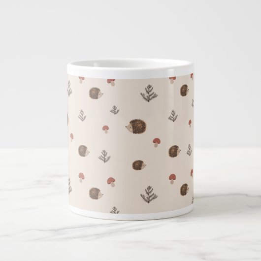 Schattige Hedgehog en Mushrooms Forest Pattern Extra Grote Beker (Voorkant)