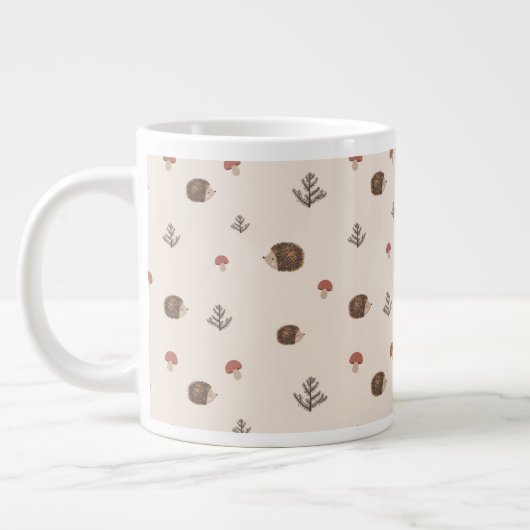 Schattige Hedgehog en Mushrooms Forest Pattern Extra Grote Beker (Links)