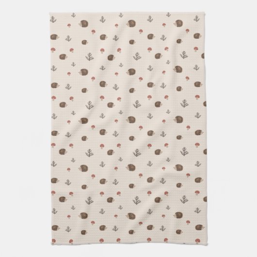 Schattige Hedgehog en Mushrooms Forest Pattern Theedoek (Verticaal)