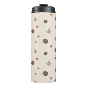 Schattige Hedgehog en Mushrooms Forest Pattern Thermosbeker