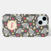 Schattige Hedgehog fruitpatroon gepersonaliseerd Case-Mate iPhone Case (Achterkant (horizontaal))