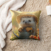Schattige Hedgehog Gardener in een bloemenveld Kussen (Deken)