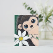 Schattige Hedgehog Holding Flower Briefkaart (Staand voorkant)