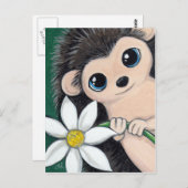 Schattige Hedgehog Holding Flower Briefkaart (Voorkant / Achterkant)