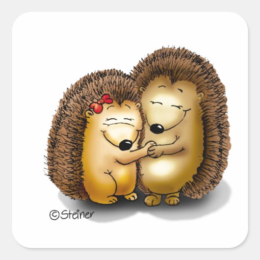 Schattige Hedgehog paar - Mr en Mrs Customize Vierkante Sticker (Voorkant)