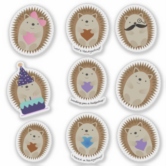 Schattige Hedgehog Sticker Set (Voorkant)