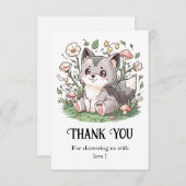 Schattige Heerlijk Wolf Baby shower Bedankkaart (Voorkant / Achterkant)