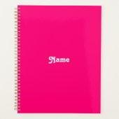Schattige Heet Roze Douanetekst Naam Jaar Monogram Planner (Voorkant)