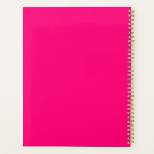 Schattige Heet Roze Douanetekst Naam Jaar Monogram Planner (Achterkant)