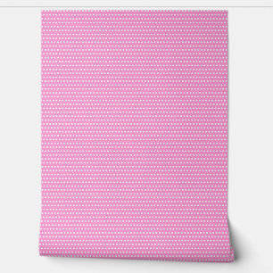 Schattige Heet Roze en Wit Polkadots Pattern Behang