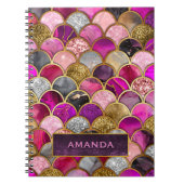 Schattige heet roze goud zeemeermin schalen girly notitieboek (Voorkant)